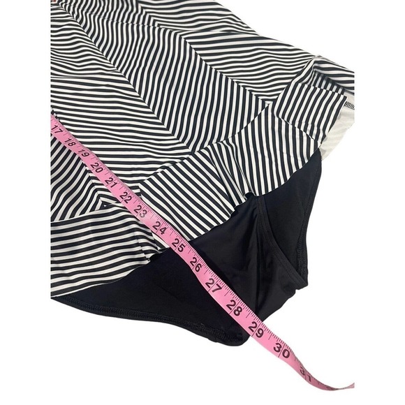 Spanx Swimsuit Womens 12 Black and White Striped One Piece Shaping Tutu Trim - Picture 9 of 9